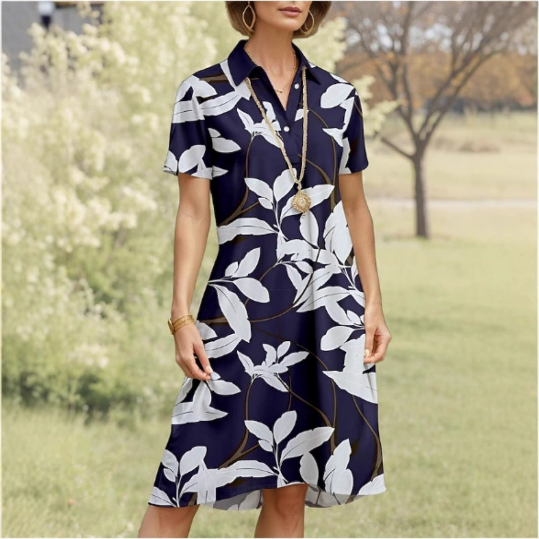 Ladies polo dress with floral design and comfortable cut Ivyshape