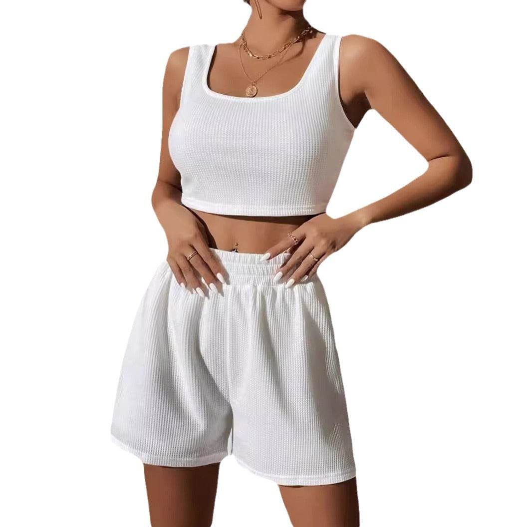 Ladies Sporty Crop Top and Shorts Set Ivyshape