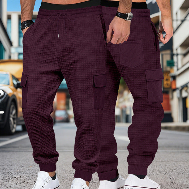 Men's cargo pants with elastic waistband and practical side pockets Ivyshape