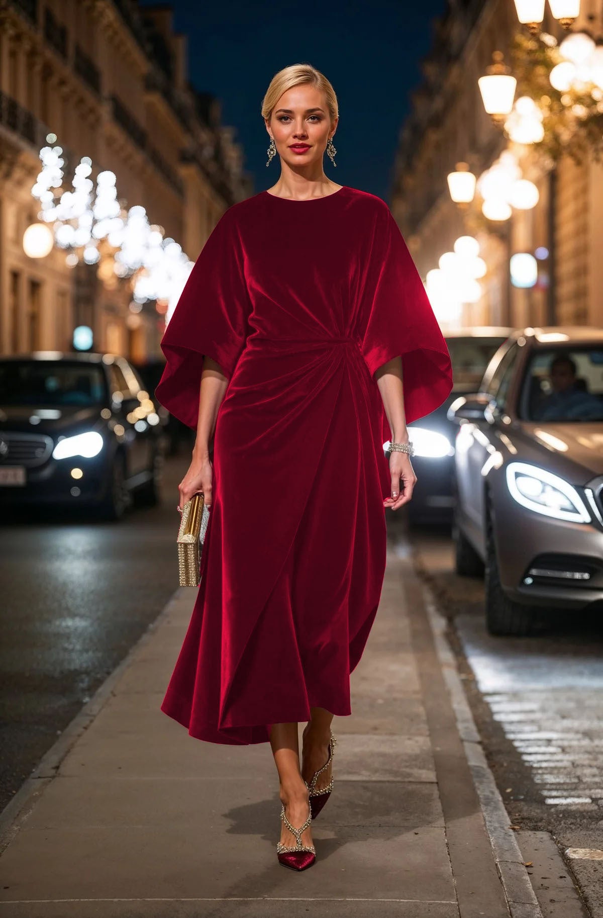 Women Elegant Velvet Evening Dress Ivyshape