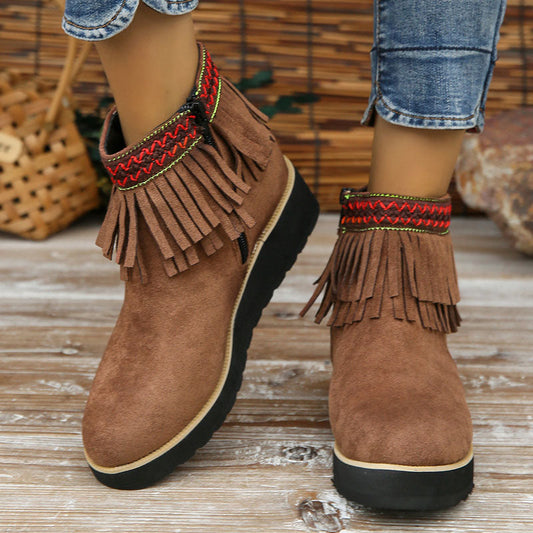 Ivyshape | Women's Tassel Ankle Boots Winter