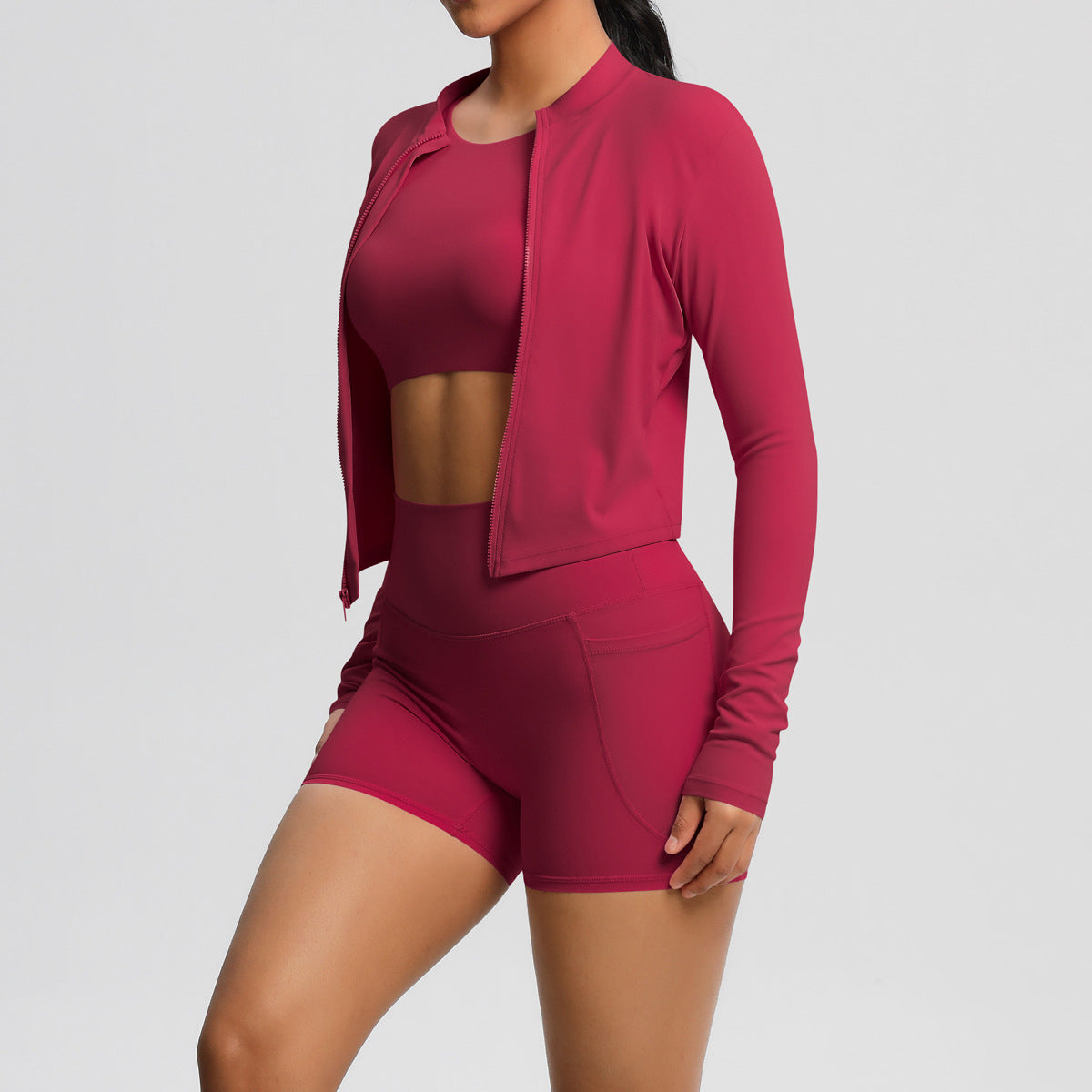 Women's Sports Set with Fitted Top and High-Waisted Shorts Ivyshape