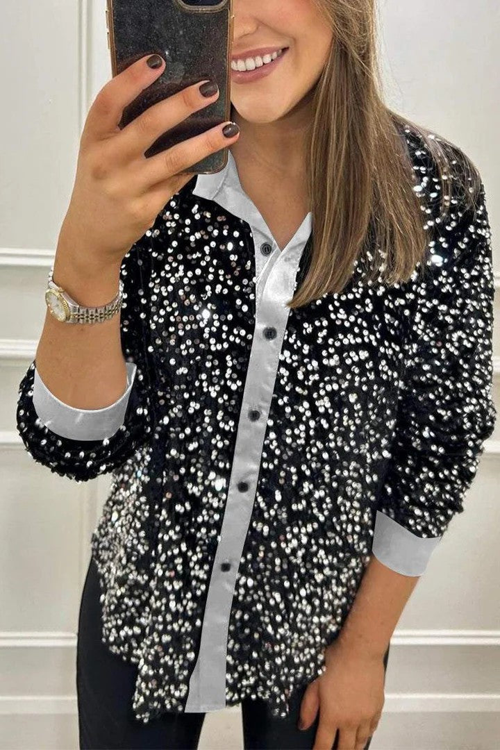 IvyShape | Sequin leisure shirt