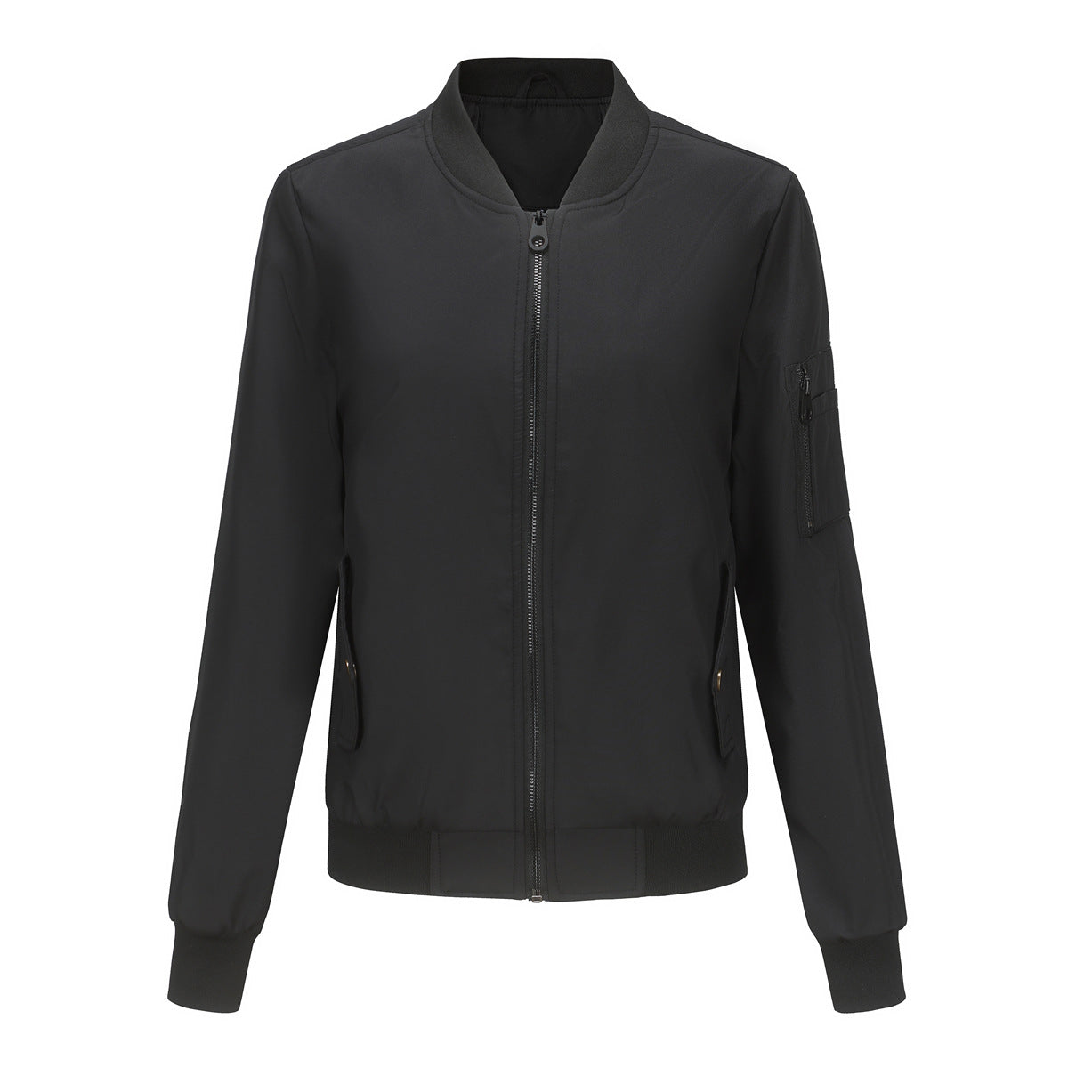 Women's fashionable bomber jacket with practical zip pockets and sporty collar Ivyshape
