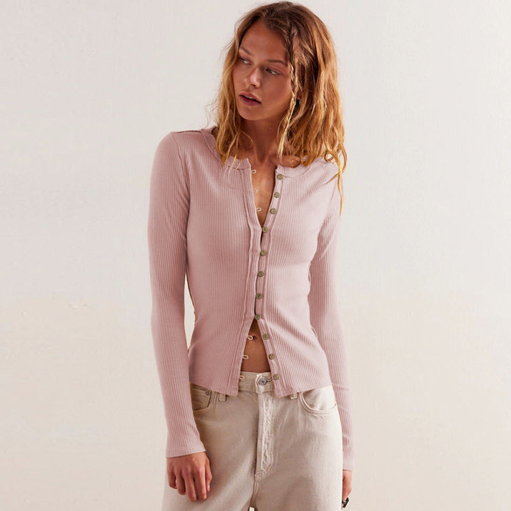 IvyShape | Ribbed Knit Solid Color Button Cardigan