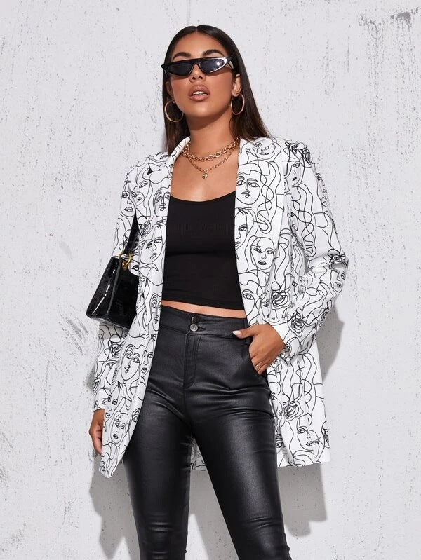 Ivyshape | Artistic Print Blazer