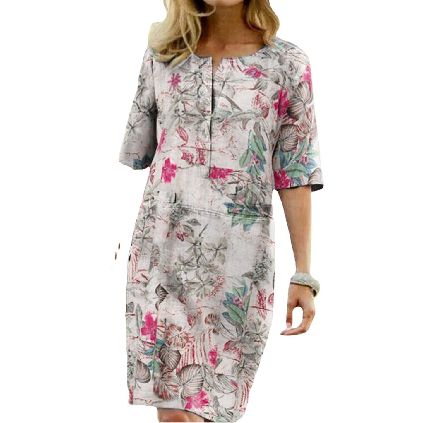 Women's Tropical Print Shift Dress Ivyshape