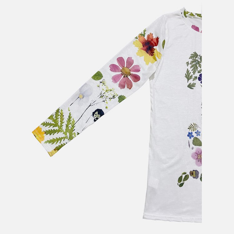 Ivyshape | Floral Round Neck T-Shirt