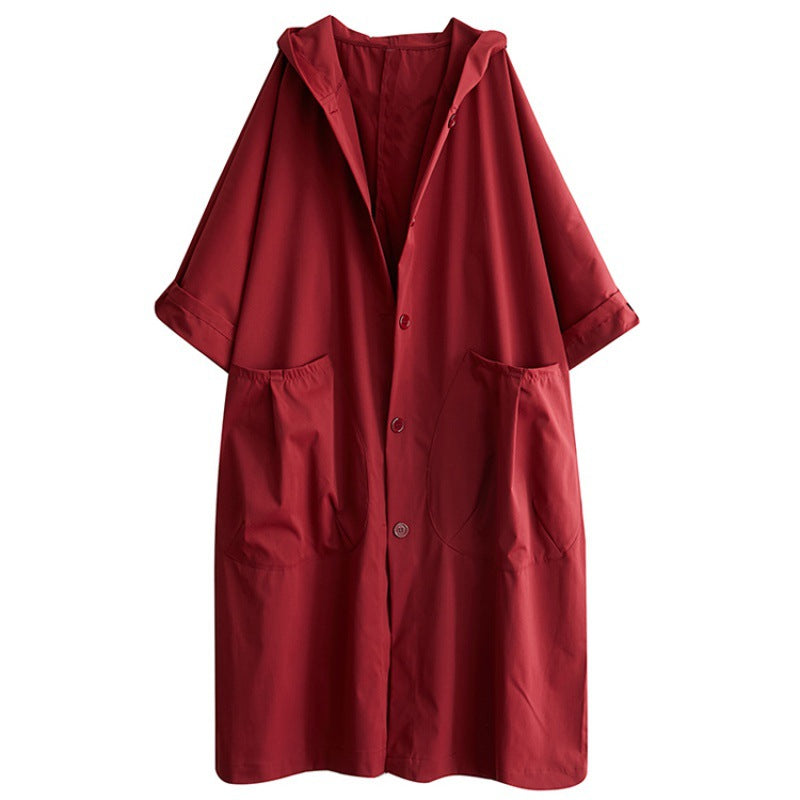 IvyShape | Loose Plus Size Knee-Length Coat with Large Pockets