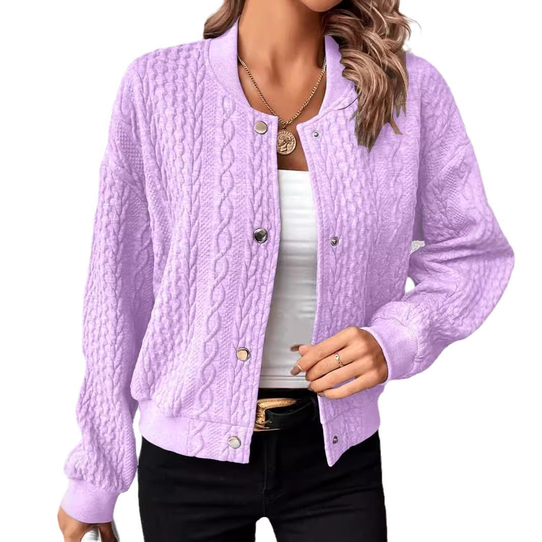 Women’s cardigan in trendy bomber style with button closure Ivyshape