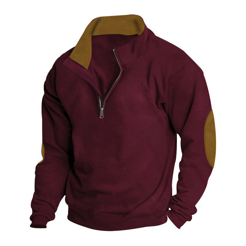 Men's fleece jacket with stand-up collar and stylish zipper Ivyshape
