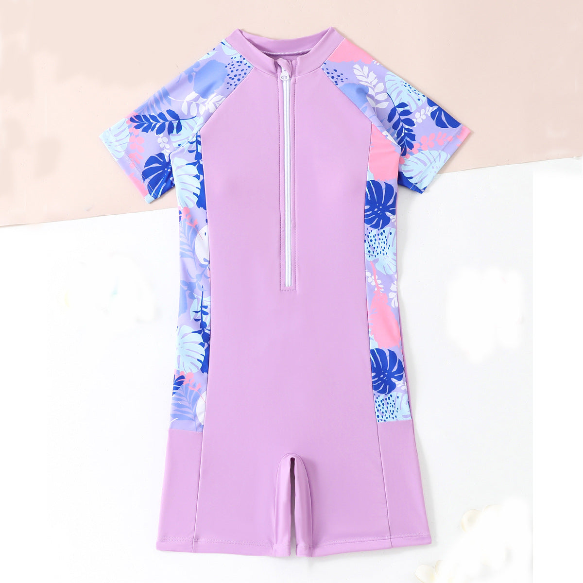Women's One-Piece Surf Suit with Floral Design and Short Cut Ivyshape