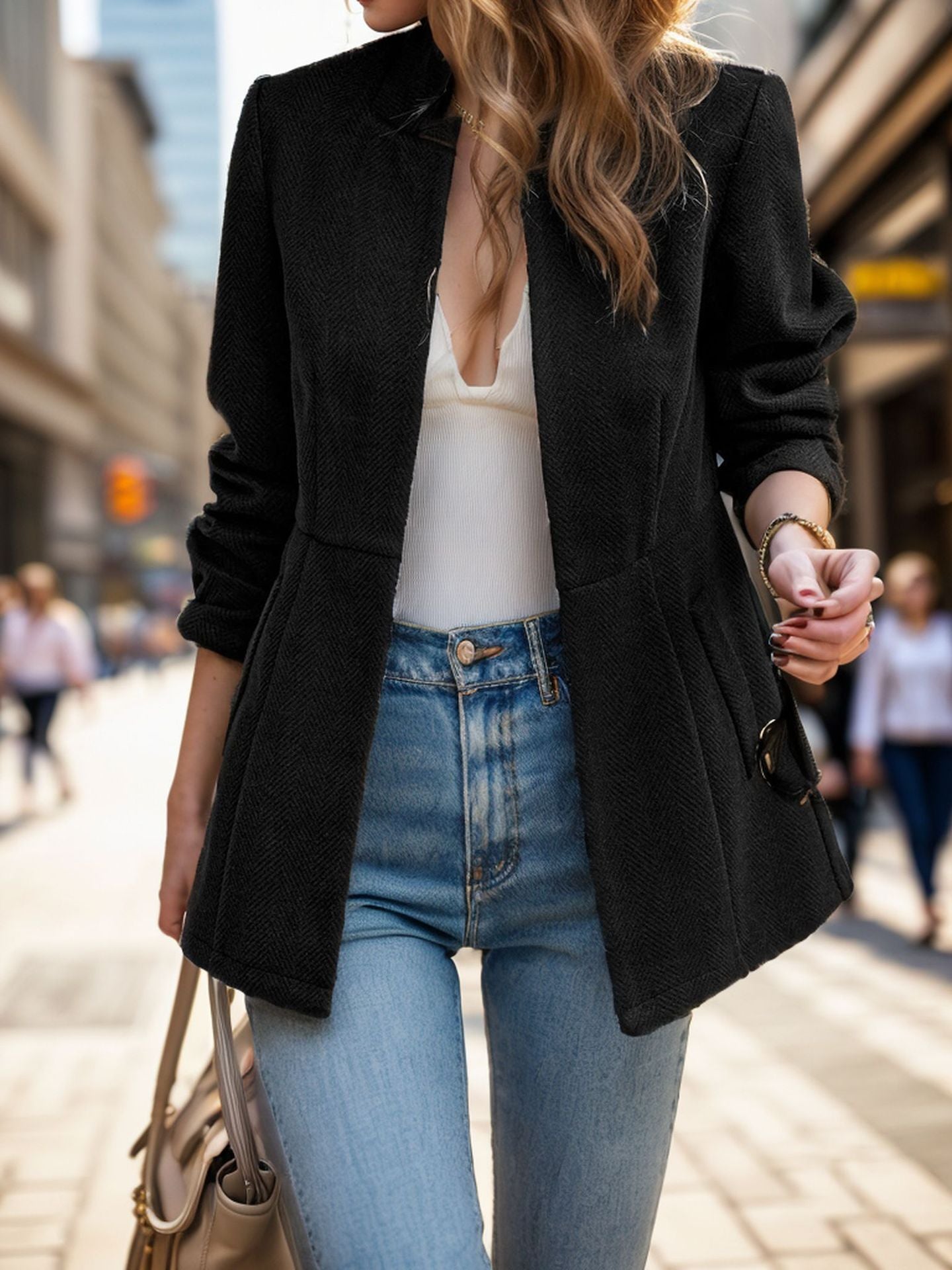 Women Elegant structured blazer jacket Ivyshape