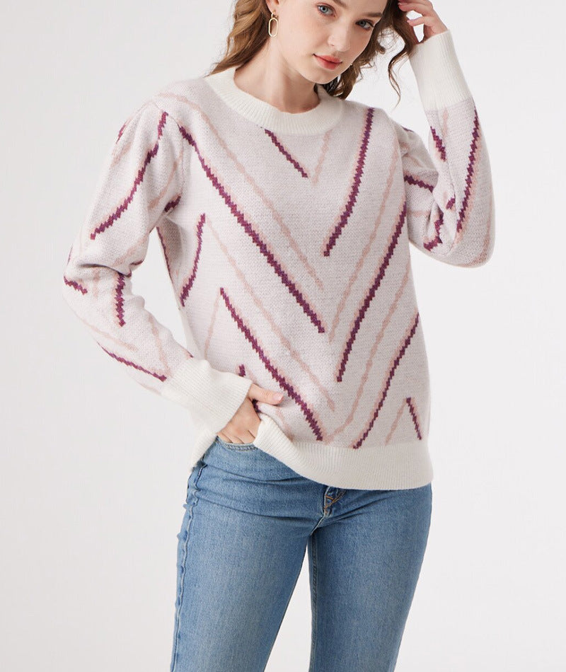 IvyShape | Versatile Pattern Slimming Knitted Sweater