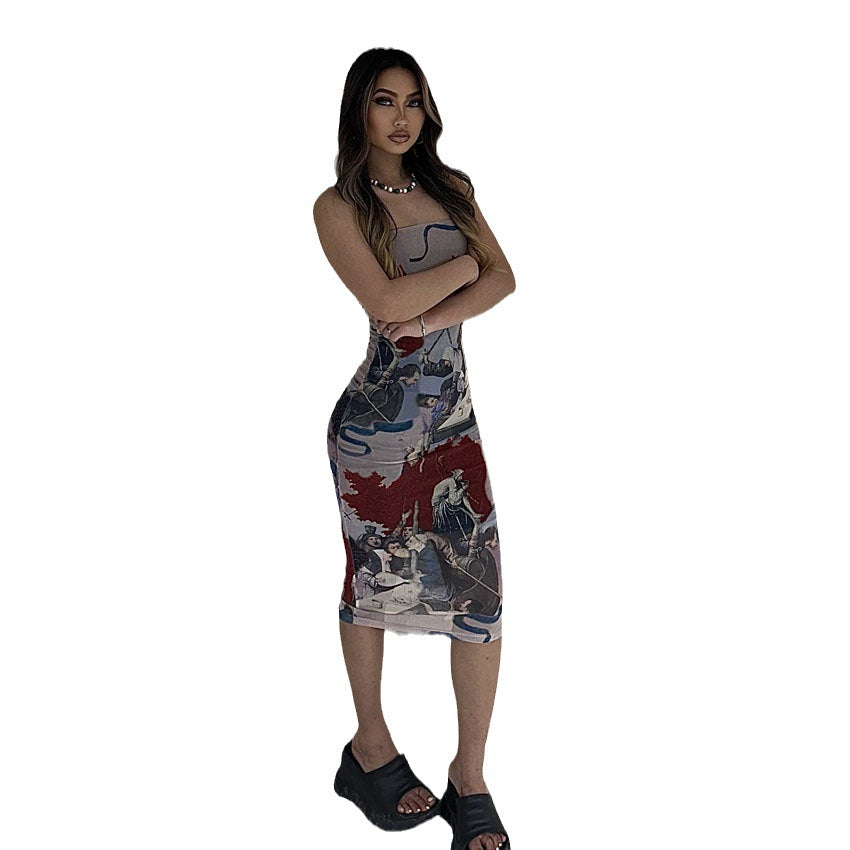 Women's fitted dress with creative art design Ivyshape
