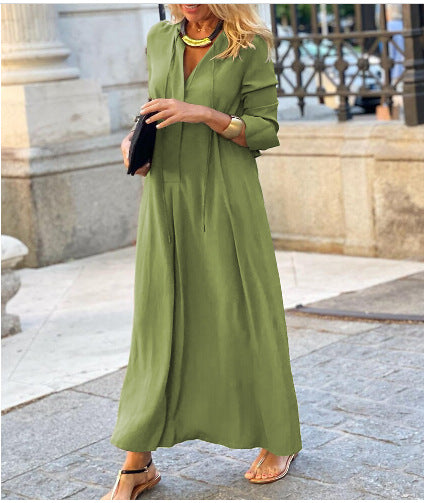 Women's Airy Maxi Dress with Elegant Button Detail Ivyshape