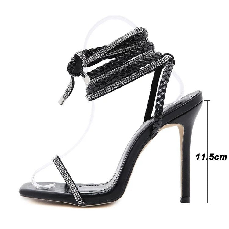Women's Exclusive High Heels with Curly Strap Design Ivyshape
