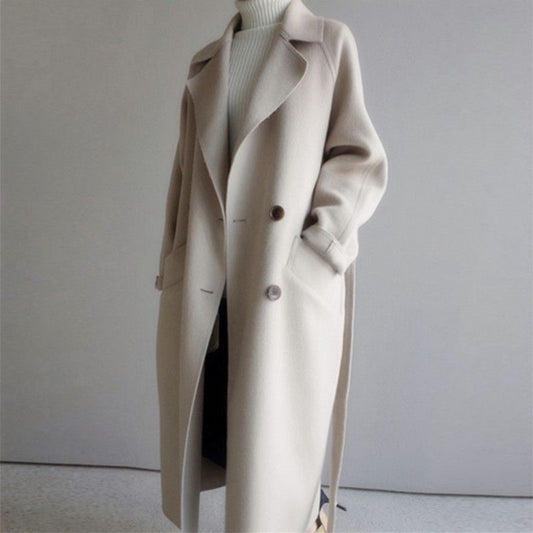 Ivyshape | Over-The-Knee Belt Wool Coat