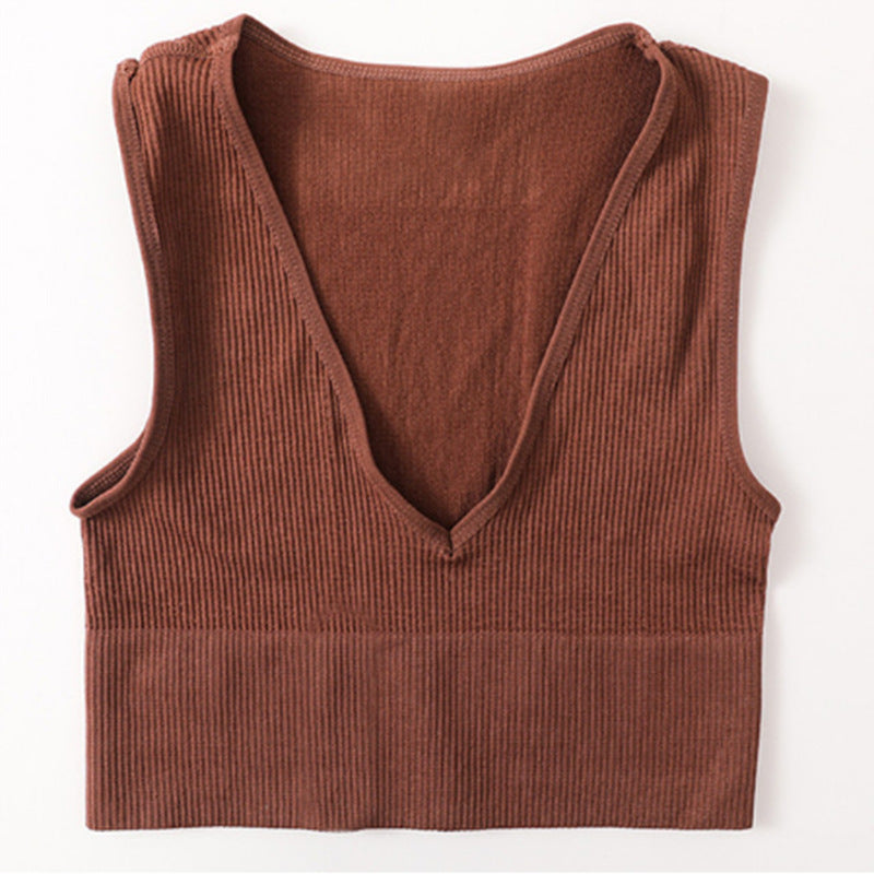 Women's Ribbed V-Neck Crop Top Ivyshape