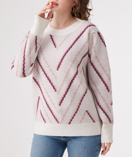 IvyShape | Versatile Pattern Slimming Knitted Sweater