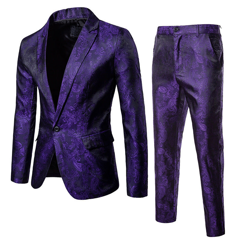 Men's elegant suit set with fine paisley pattern Ivyshape