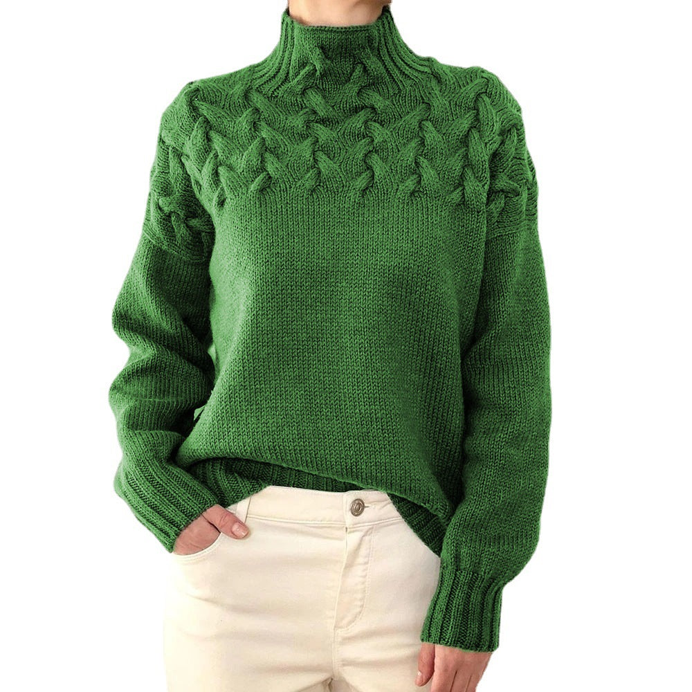 Ivyshape | V-Neck Cable Knitting Pullover Sweater