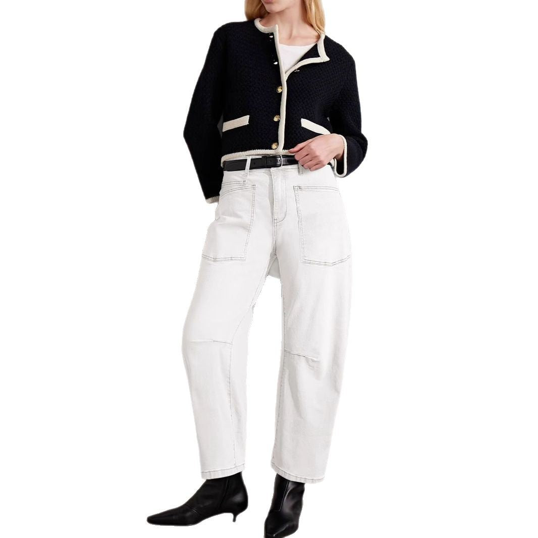 Ladies Baggy Jeans in casual workwear style Ivyshape