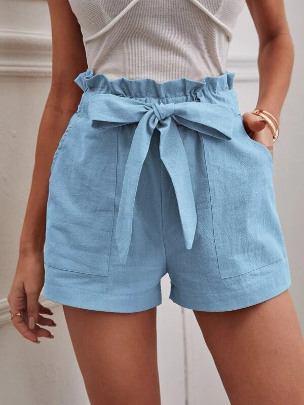 Women High-Waisted Shorts with Tied Detail Ivyshape