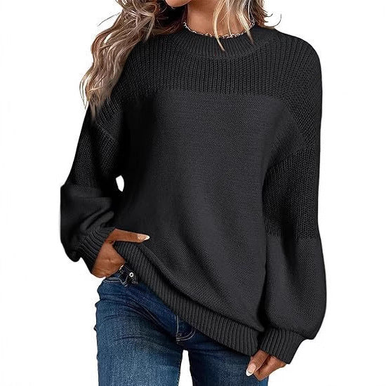 IvyShape | Comfortable Round Neck Long Sleeve Knitted Top