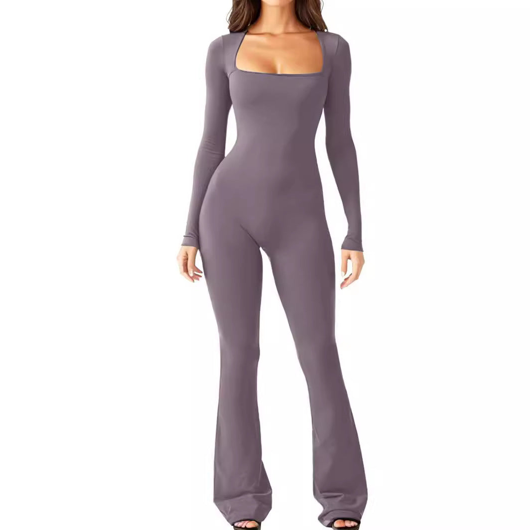 Women's jumpsuit with long sleeves and wide legs Ivyshape