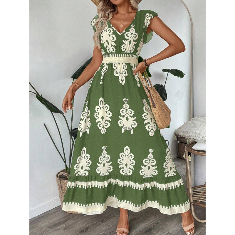 Women Bohemian Maxi Dress with A-Line Silhouette Ivyshape