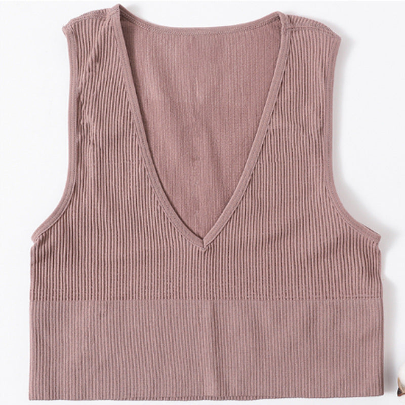 Women's Ribbed V-Neck Crop Top Ivyshape