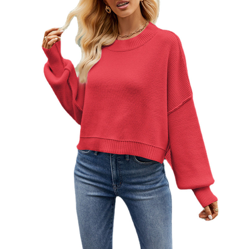 Ivyshape | V-Neck Dropped Shoulder Sweater