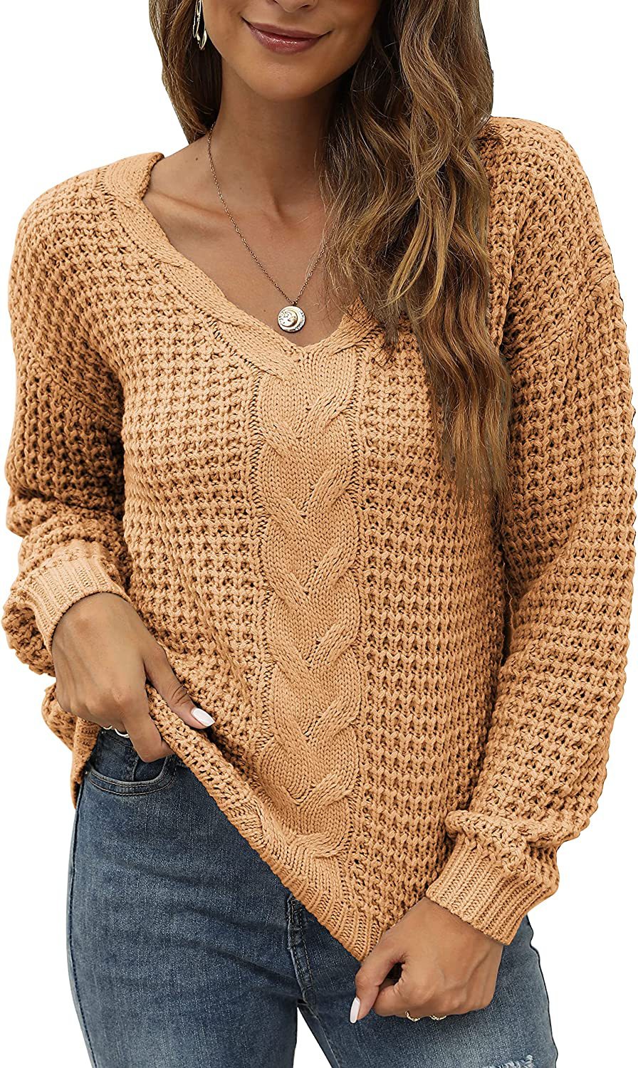 IvyShape | Solid Color Long Sleeve Pullover Sweater