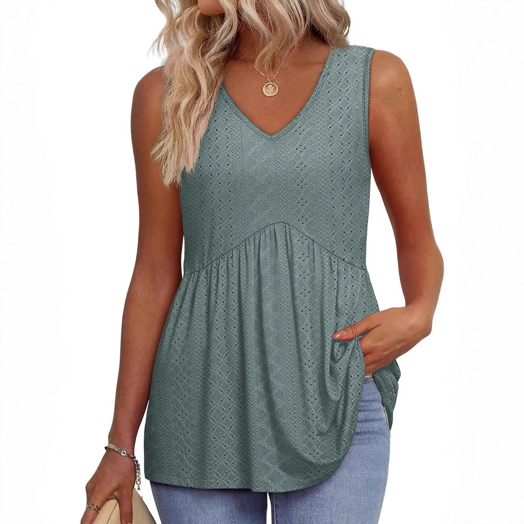 Women Leisure V-Neck Tank Top Ivyshape