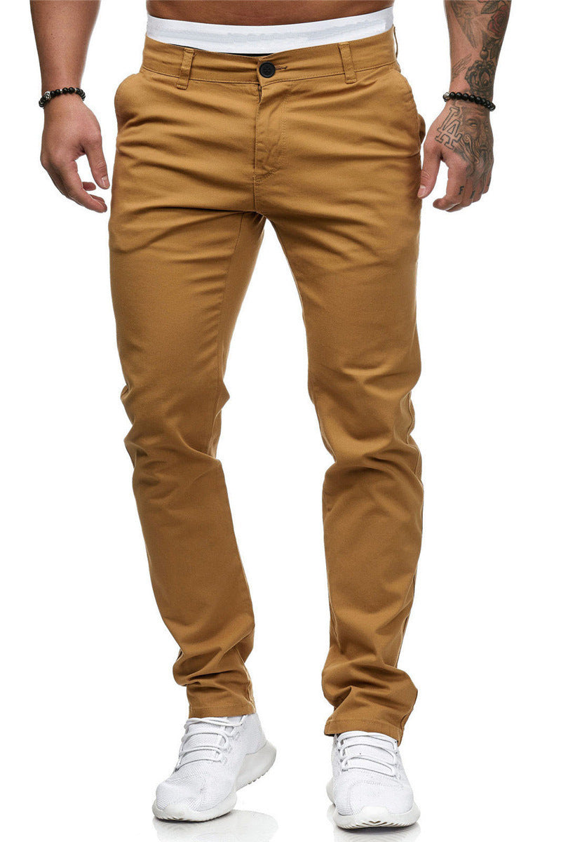 Men's Slim-Fit Chinos with Elastic Waistband and Practical Pockets Ivyshape