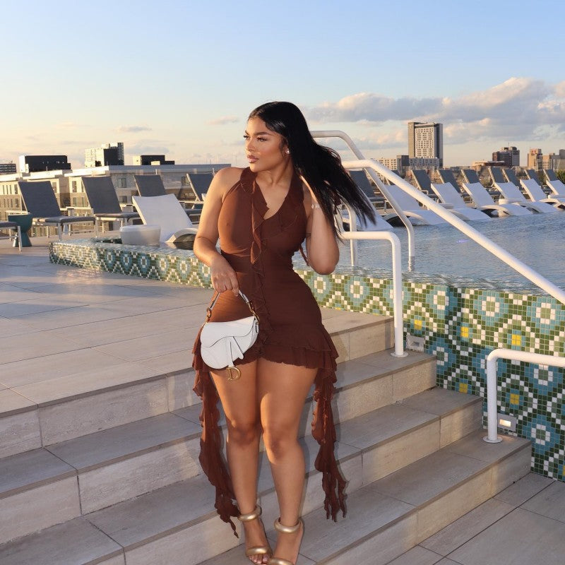 Women Figure-hugging Dress with Playful Ruffle Details Ivyshape