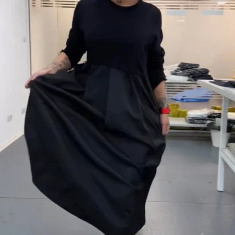 Women's Long Sleeve Dress with Swinging Skirt and Fashionable Fit Ivyshape