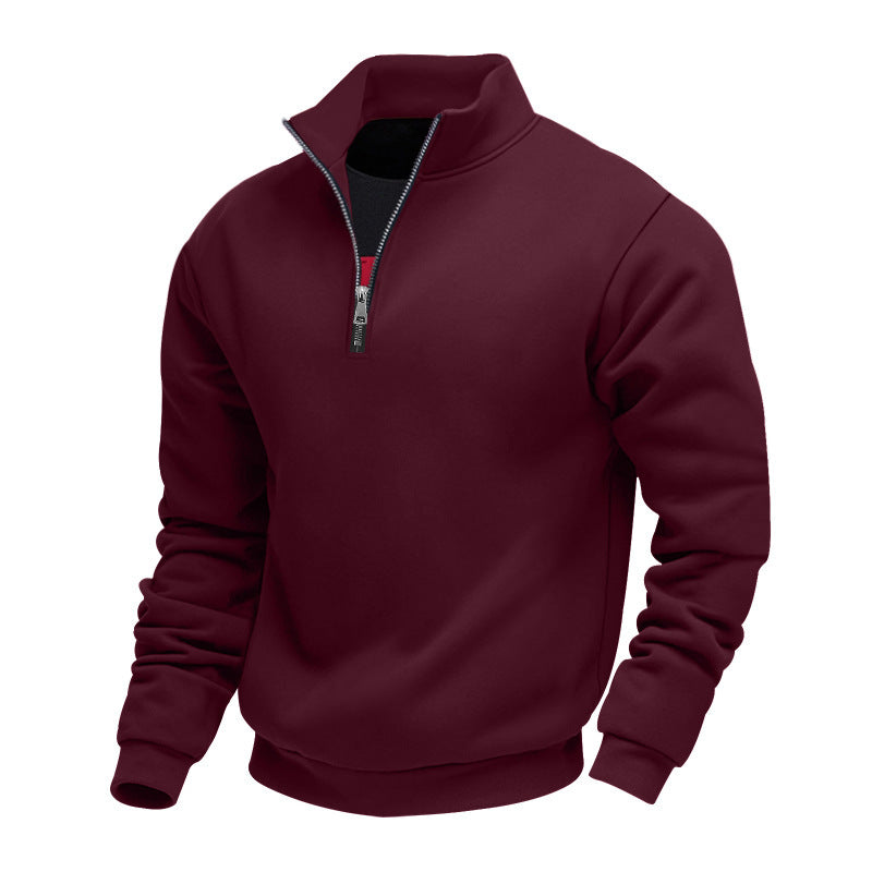 Men's casual stand-up collar sweater with functional zipper Ivyshape