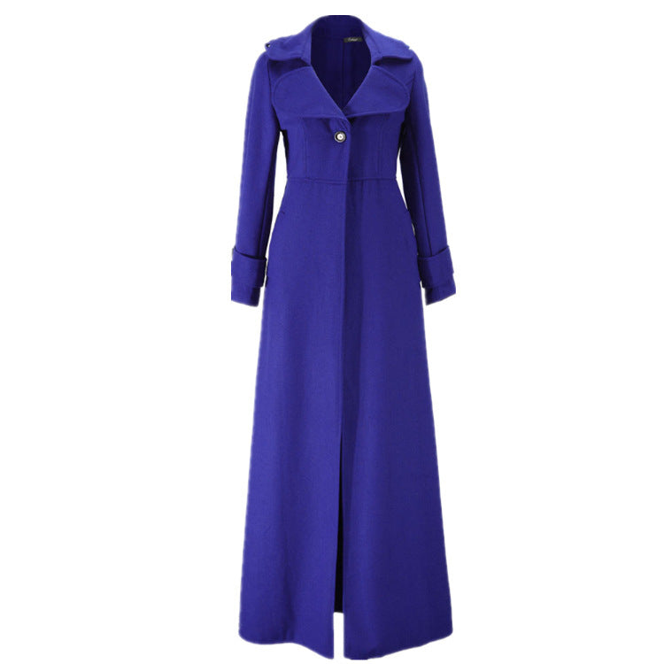 Women's elegant, long-cut trench coat with wide lapels Ivyshape