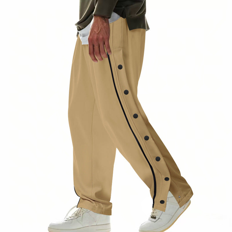 Men's casual sports pants with practical button placket and breathable material Ivyshape