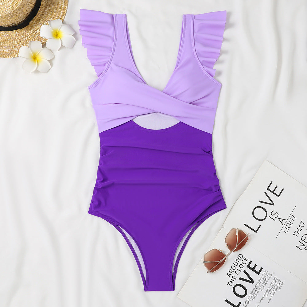 Women's swimwear with elegant ruffle design and chic twist detail Ivyshape