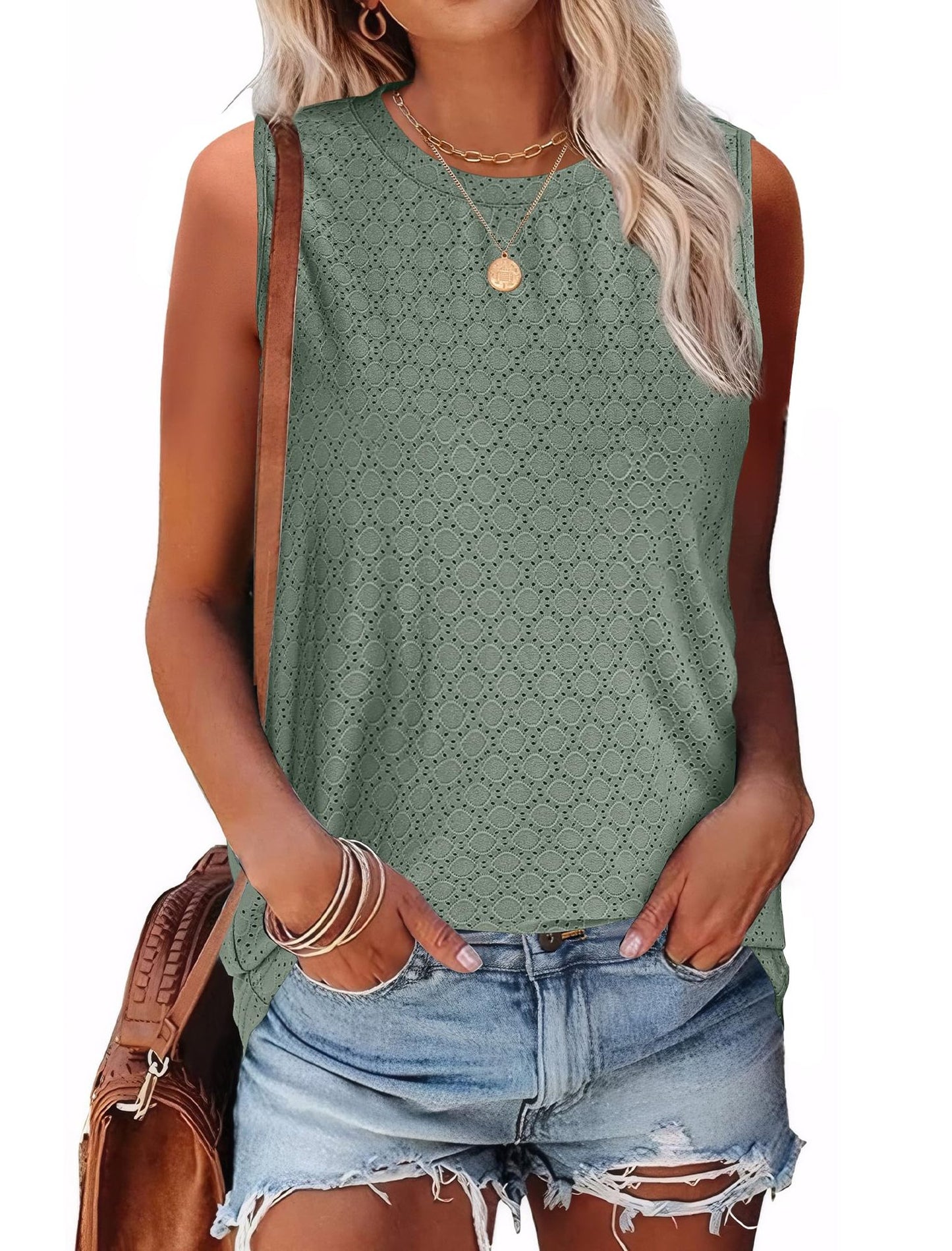 Ladies Leisure Lace Structure Tank Top Ivyshape