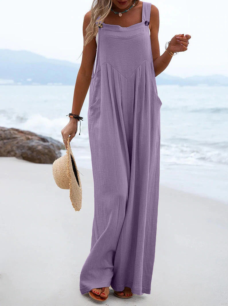 Women Casual Jumpsuit with Wide Cut Legs and Pockets Ivyshape