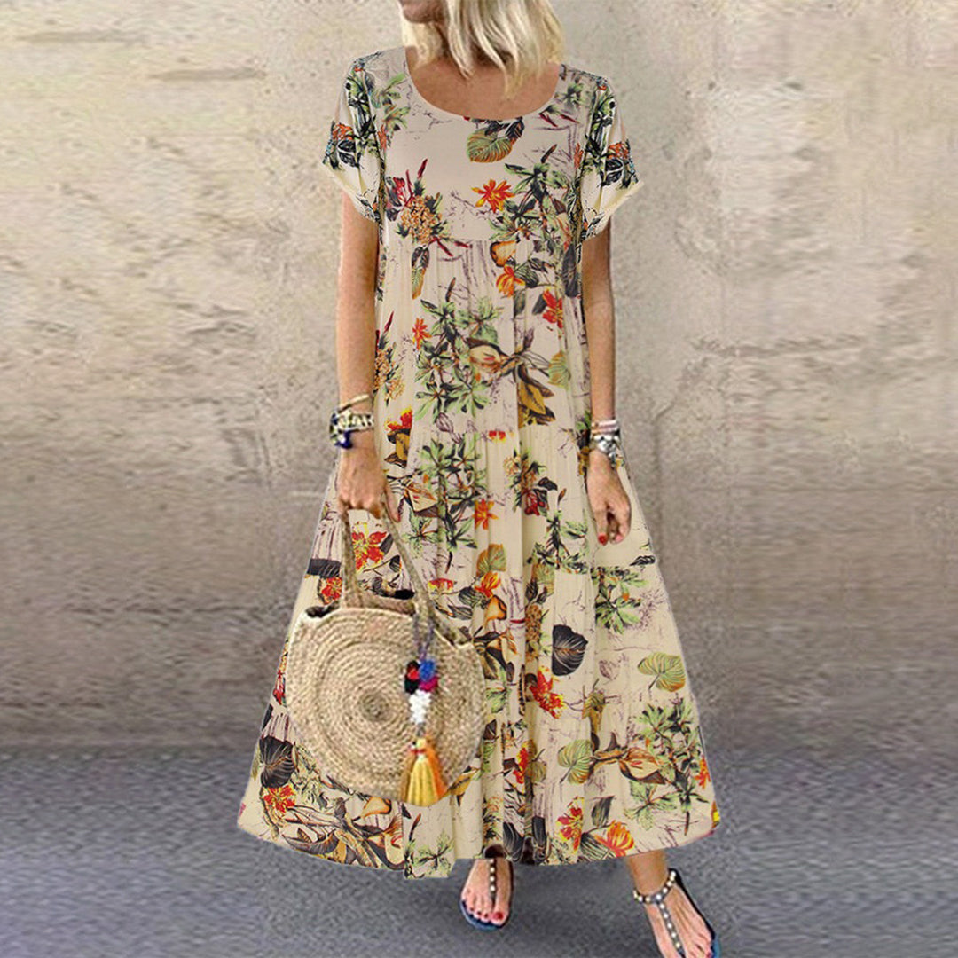 Ivyshape | Long Dress with Flowers Vintage Look