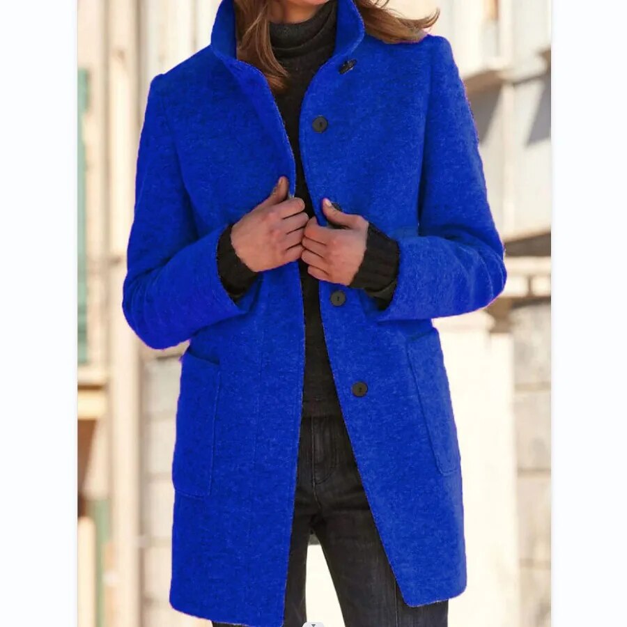 Ivyshape | Wool Coat With Button Closure for Women