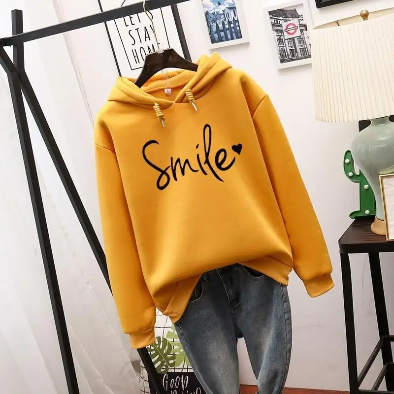 Ivyshape | Casual Cut Smile Hoodie for Women
