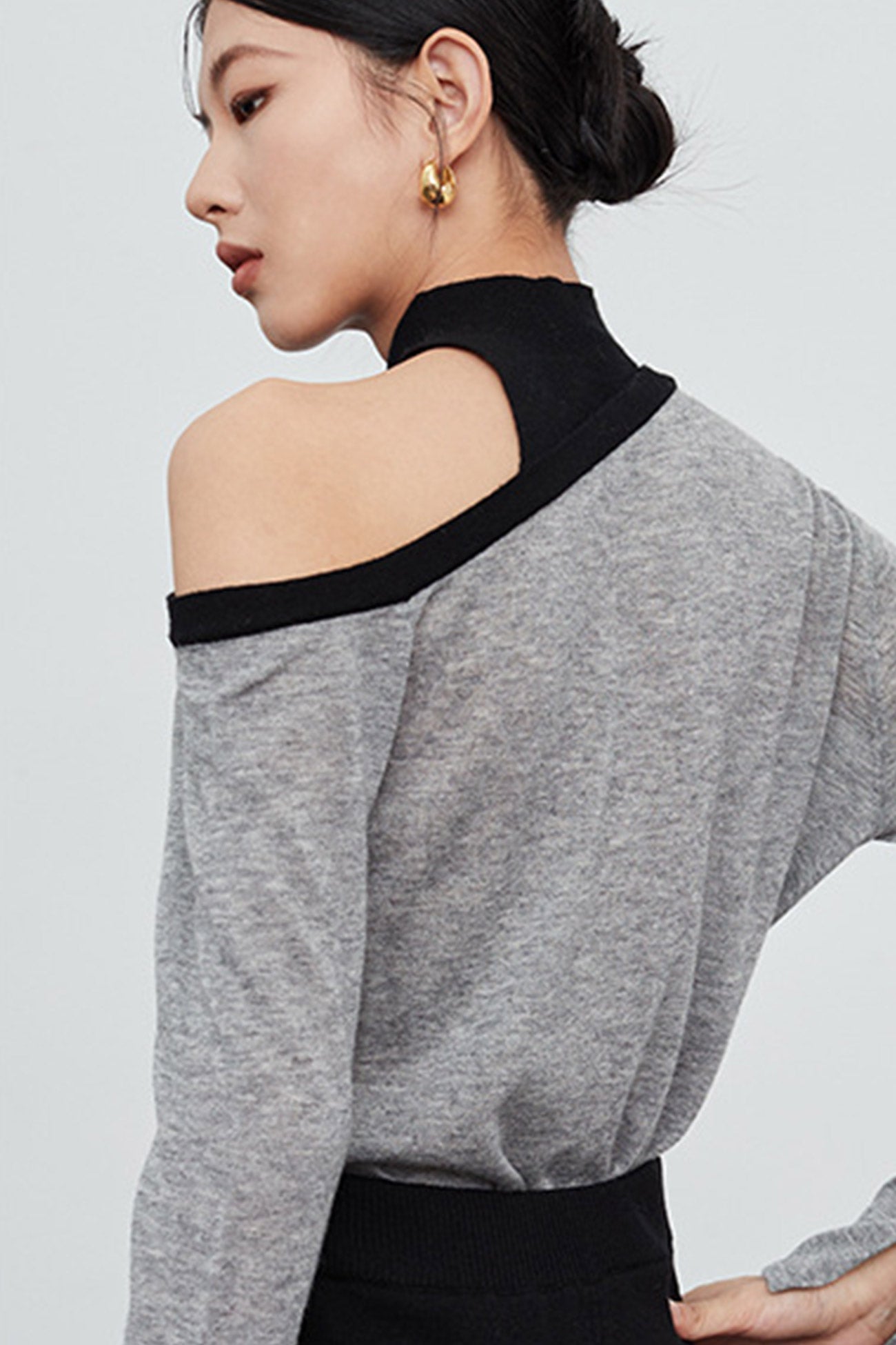 Shoulder Flare Sleeve Patchwork Tops