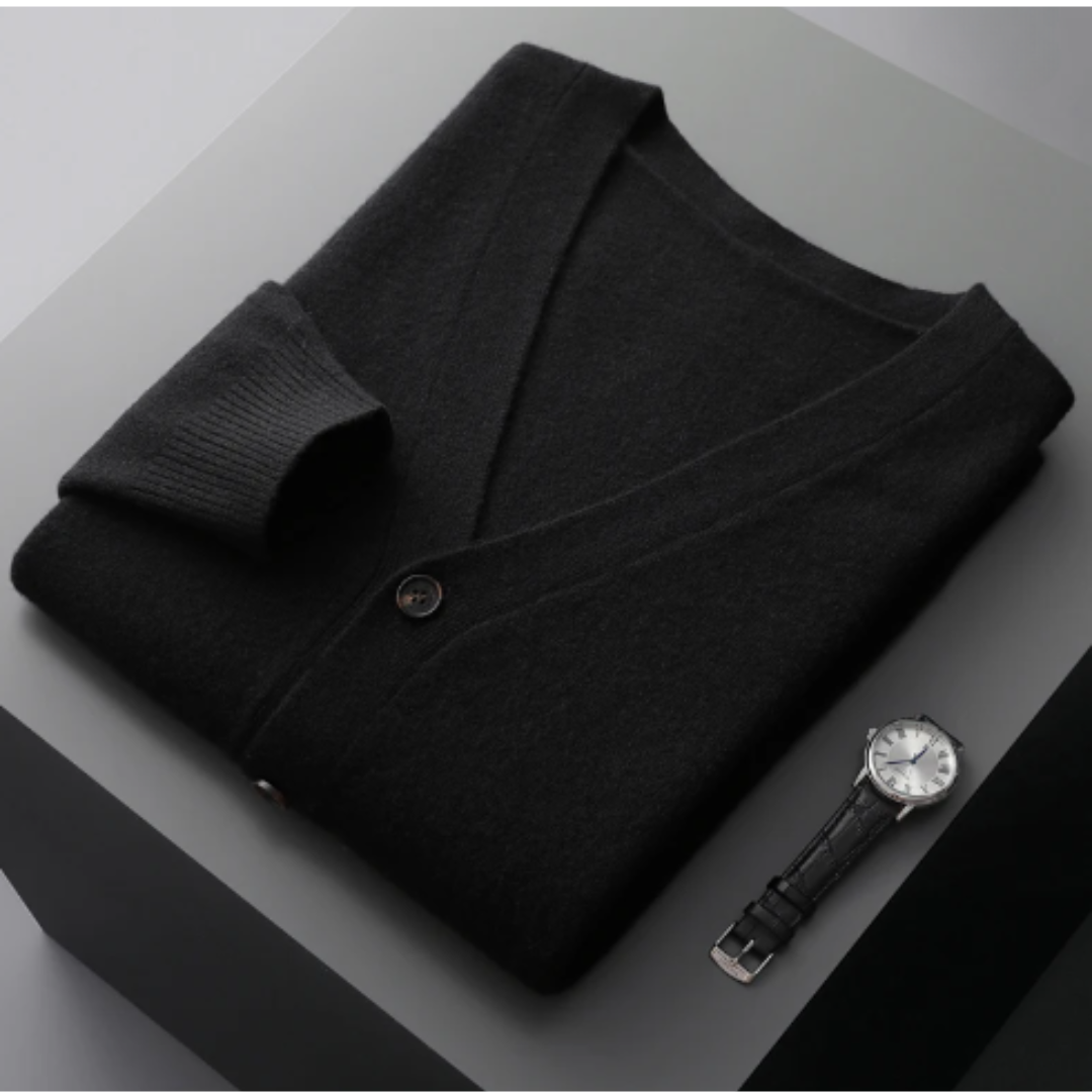 Ivyshape |Cardigan V-neck Button Closure Soft Light