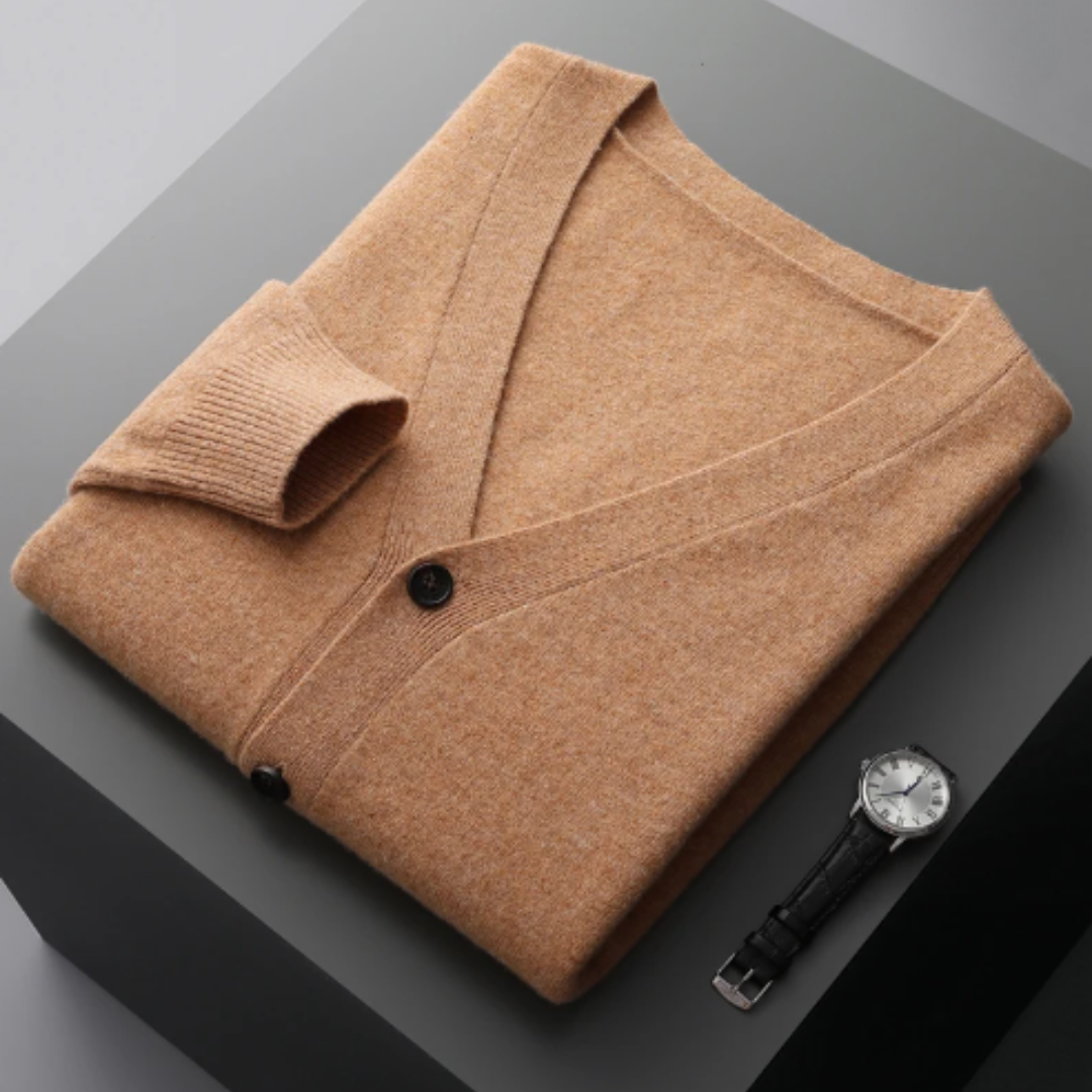 Ivyshape |Cardigan V-neck Button Closure Soft Light